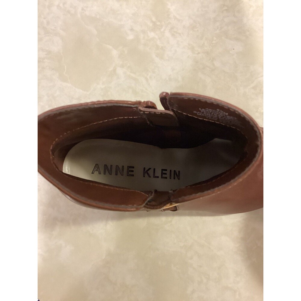 Anne Klein Chelsey Ankle Congac Brown Leather Boots 8.5M - Picture 12 of 15